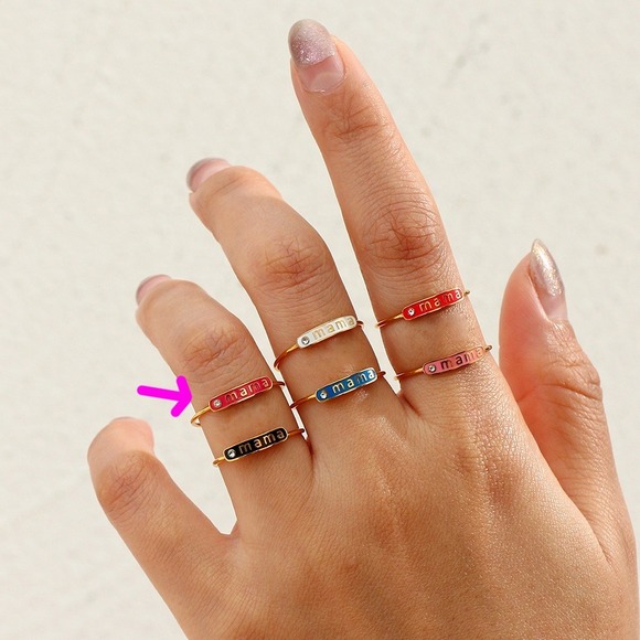 Pink Mama Adjustable Zircon Stackable Ring 18K Gold Plated Stainless - Picture 4 of 6